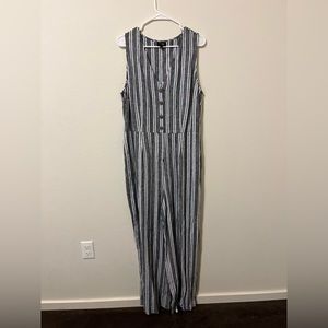 Grey and White Jumpsuit.